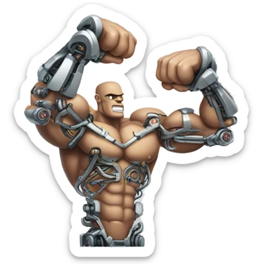 Flexing cyborg bicep and forearm with circuits and shocks sticker