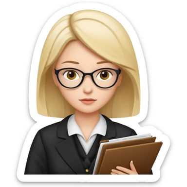 female lawyer reading a document sticker