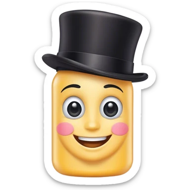 shampoo with a face and a top hat sticker