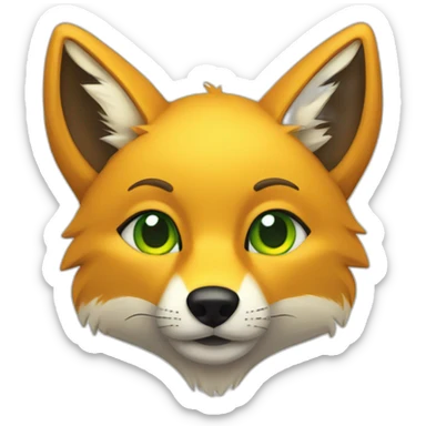 purple yellow fox furry green eyes yellow nose sticker