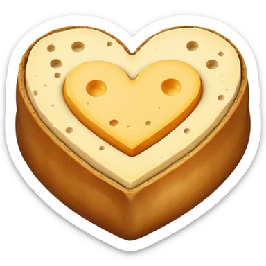 bread and cheese, and between them a heart sticker
