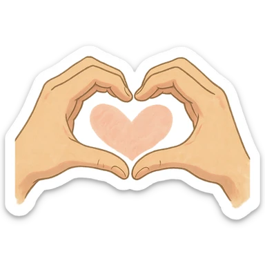 two hands forming a heart, soft colors sticker