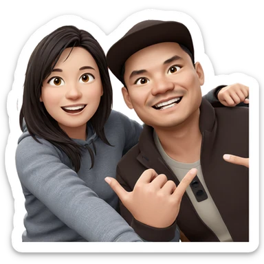 happy girl and boy outdoors sticker