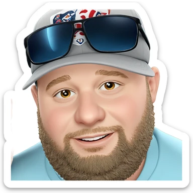 smiling boy in baseball cap sticker