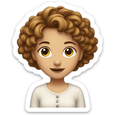 A wheat girl with short, curly brown hair. She has a piercing in her right nostril sticker