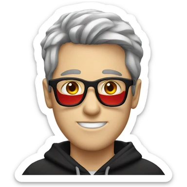 White guy with black and  with red glass and black hoodie sticker