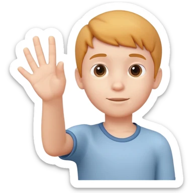 generate realistic detailed boy with hi hand 3d style sticker