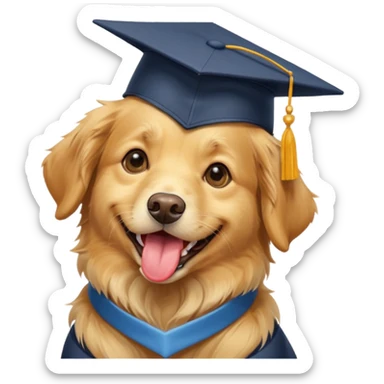 happy dog wearing a graduation cap sticker