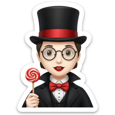 Vampire with lollipop, hat and glasses sticker