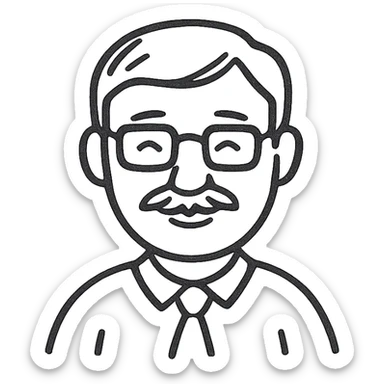 father, friendly and approachable, simple icon style, minimal line art, gentle and kind expression sticker