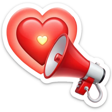megaphone with a glowing heart coming out sticker