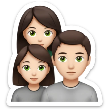 An Asian girl with brown eyes and dark brown hair, with her white boyfriend who has green eyes and light brown hair. sticker