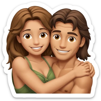 Tarzan and Jane cuddling sticker