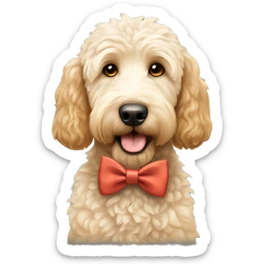 Golden doodle with bow tie sticker