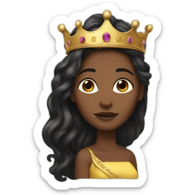 Crown black women with long hair sticker