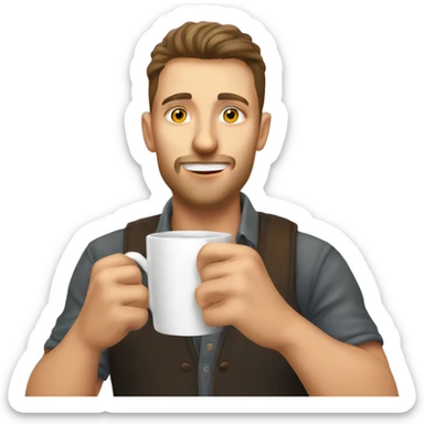 Ukrainian guy with coffee in his hands who sends a kiss  sticker