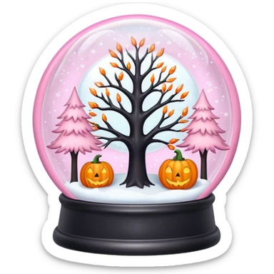 pastel pink orange halloween  tree  globe sticker