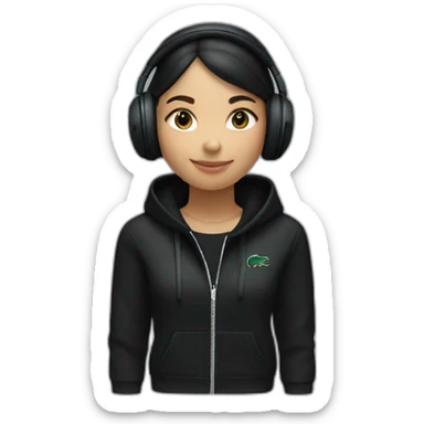 Lacoste headphone latina girl with black lacoste hoodie sticker