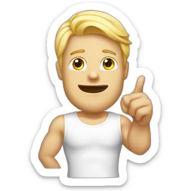 pointing finger upwards white blonde man tanktop sticker