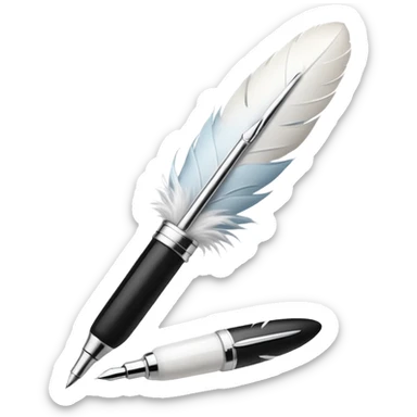 White feather ink pen sticker