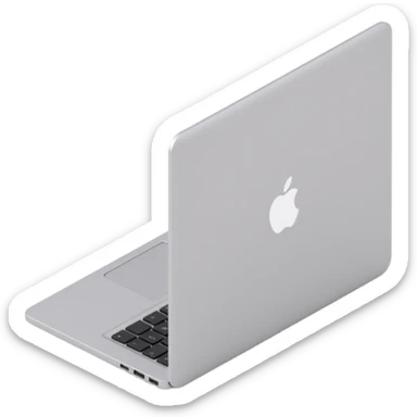 a MacBook viewed from the side, skeuomorphism style sticker