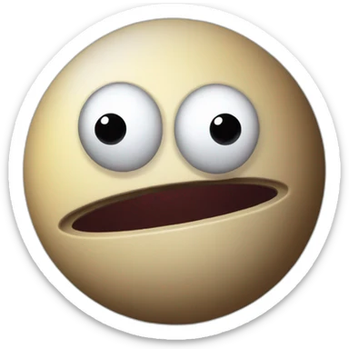 planet Saturn with a cartoon grimacing spider face sticker