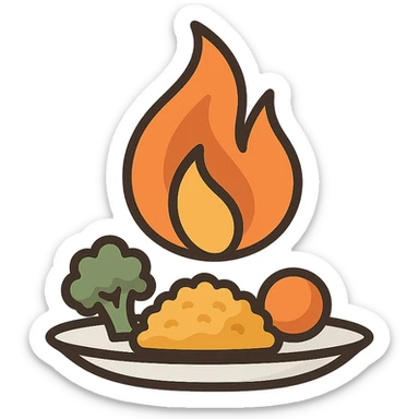 fiamma su cibo, metabolismo  sticker