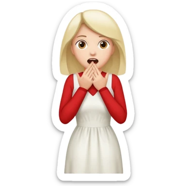 woman surprised with her hands over her mouth, full body sticker