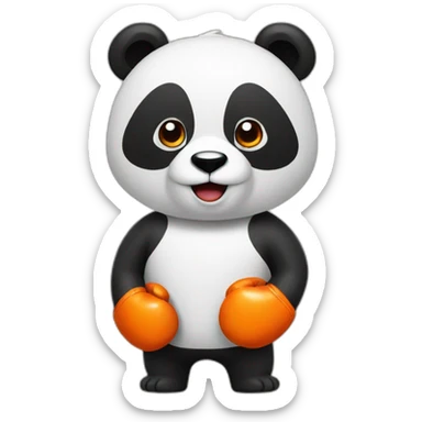 panda with orange boxing gloves sticker
