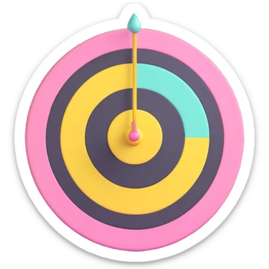 A 3D bullseye target with spring pastel colors of yellow, pink, mint green, and light blue sticker