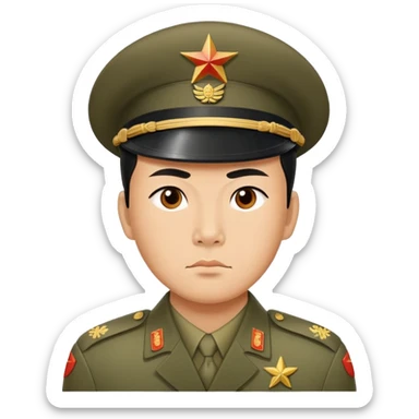 photorealistic serious china soldier 1960s sticker