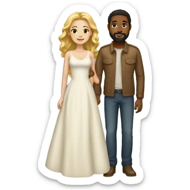 Couple black man with beard and very light skinned woman sticker
