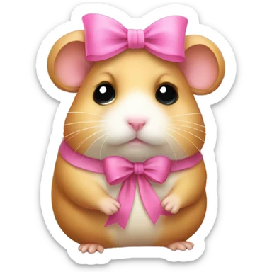 sad hampster with pink bow sticker