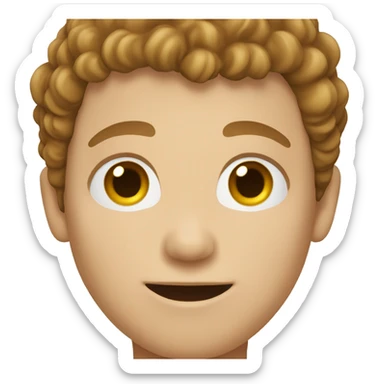 white boy with very short curly brown hair sticker