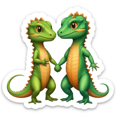 Romantic Lizard couple wear cute clothes  sticker