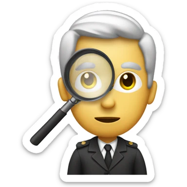 investigator with a magnifying glass sticker