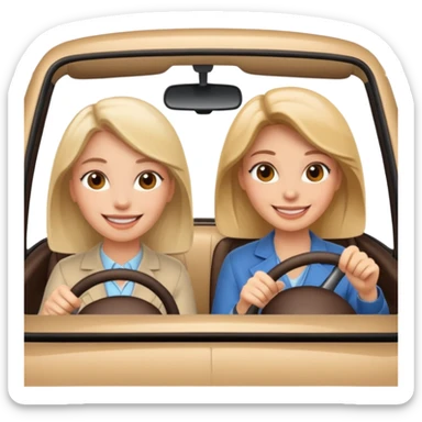 Two women driving sticker