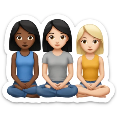 black woman with black hair and one blonde white girl friends sitting in a row sticker