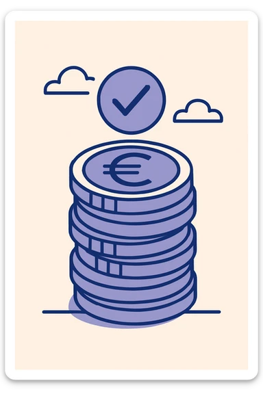 a stack of euro coins, representing excellent money habits, clean modern style sticker