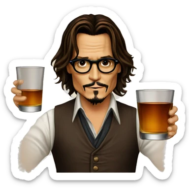 Johnny Depp drink glass of whiskey sticker