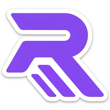 Change the logo to a bold and modern style with a purple and white color scheme, keeping the design sharp and clean with a transparent background. sticker