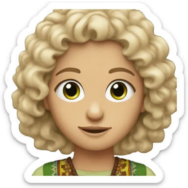 Rubia rizos hippie with green eyes and brown hair  sticker