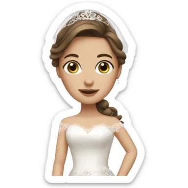 bride with brown hair, greenish-brown eyes sticker