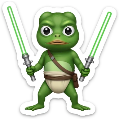 Pepe the frog with lightsabers sticker