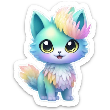 Shiny Shy Cool Sparkly Colorful Pastel beautiful fantasy Kawaii Ethereal Sona Fakemon-animal Full Body sticker