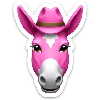 Pink donkey with cowboy hat sticker