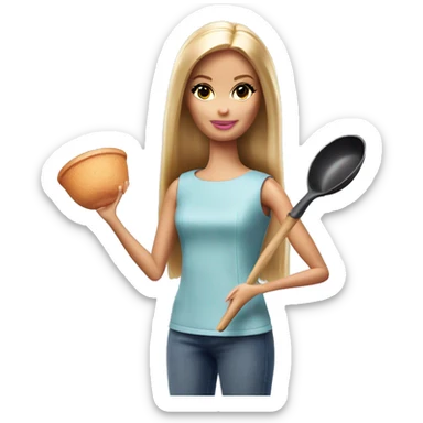 Barbie holding a frying pan sticker