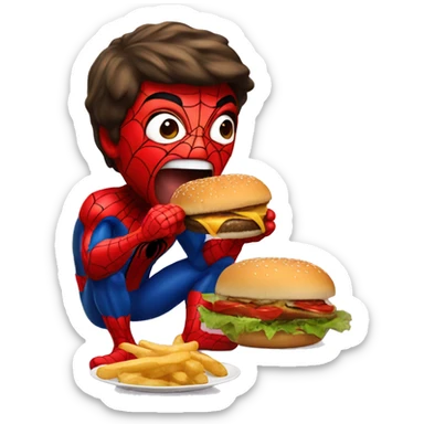 Spiderman eats burger mussels sticker