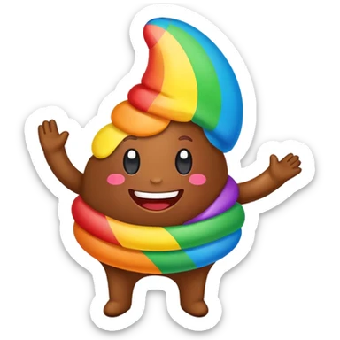 happy rainbow poop dancing sticker