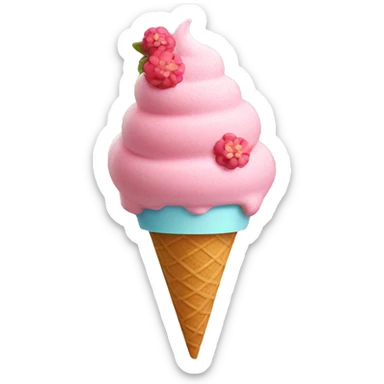 Pink ice cream Sunday with flowers  sticker